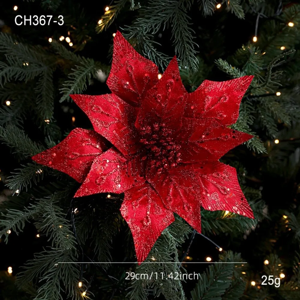 New 29CM Artificial Poinsettia Flower Sequins Sparkling Simulation Flowers Gold Red Glitter Sequins Flower Christmas Decoration
New 29CM Artificial Poinsettia Flower Sequins Sparkling Simulation Flowers Gold Red Glitter Sequins Flower Christmas Decoration