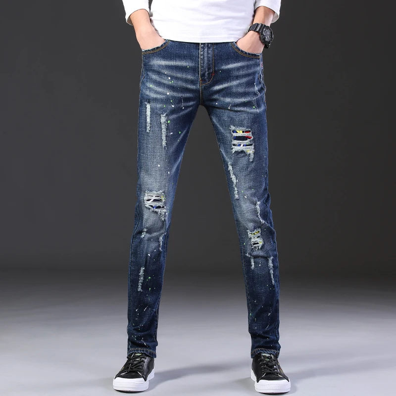 686 Spring high street new fashionable hole jeans men all-matching figure-flattering elastic figure-flattering patch feet casual
686 Spring high street new fashionable hole jeans men all-matching figure-flattering elastic figure-flattering patch feet casual