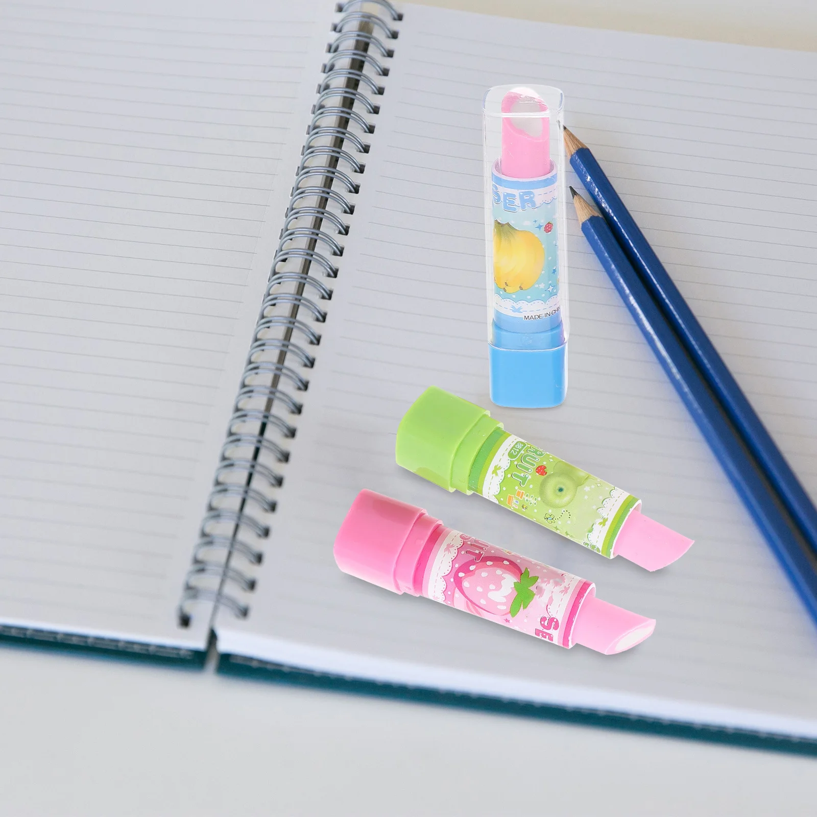 8Pcs Lipstick Shape Eraser Stationery Colorful Pencil Eraser Fun Novelty Gift for Students Fruit Pattern
8Pcs Lipstick Shape Eraser Stationery Colorful Pencil Eraser Fun Novelty Gift for Students Fruit Pattern