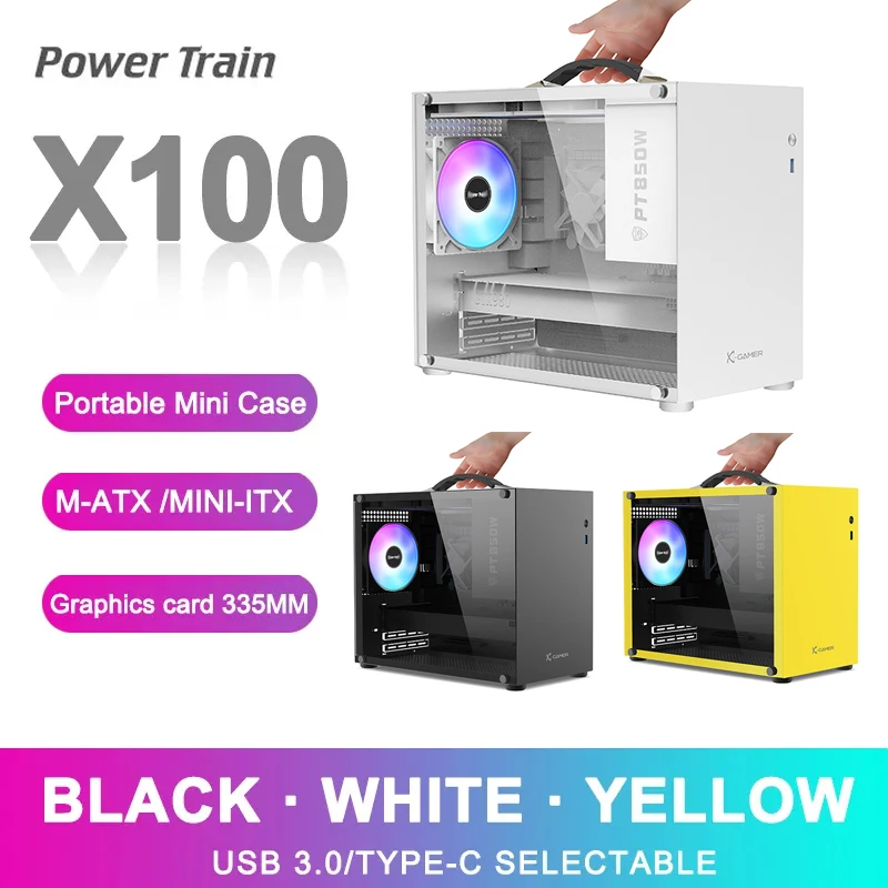 Power Train X100 M-ATX Portable Computer Case MINI-ITX ATX Motherboard Power Supply Support U3 Type-C Desktop MINI Small Chassis
Power Train X100 M-ATX Portable Computer Case MINI-ITX ATX Motherboard Power Supply Support U3 Type-C Desktop MINI Small Chassis
