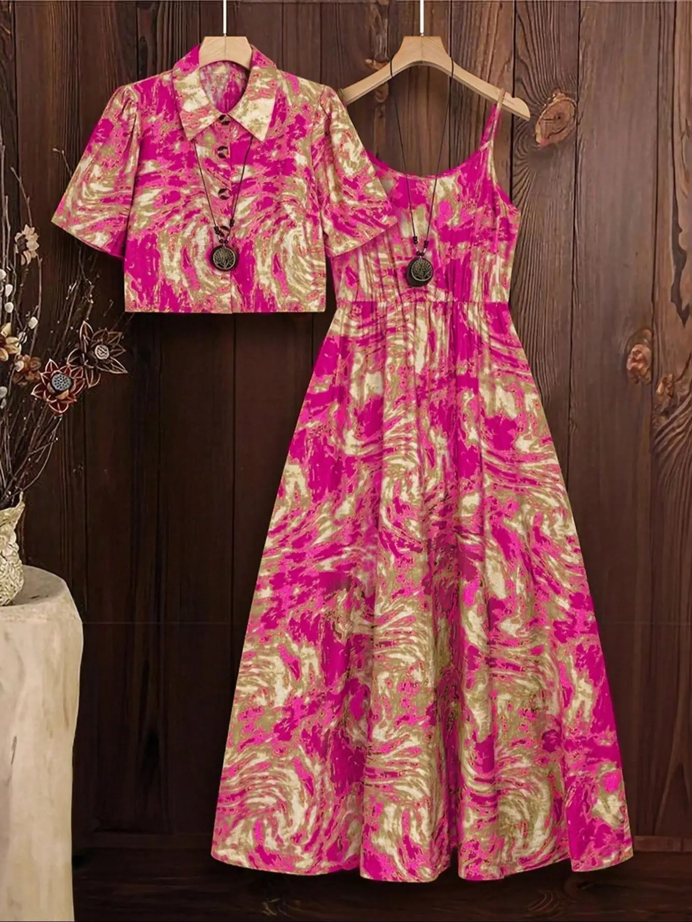 Plus Size Marble Print Tank Dress & Top Set, Casual Sleeveless Dress & Top, Women's Two-piece Outfits for All Seasons
Plus Size Marble Print Tank Dress & Top Set, Casual Sleeveless Dress & Top, Women's Two-piece Outfits for All Seasons