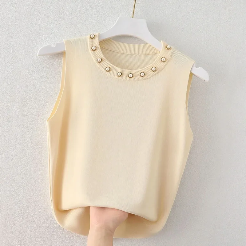 Knitted Sweater Women Pullovers New O-Neck White Sueters De Mujer Knit Sweater Pullover Women Tops Sleeveless Knitwears Q3399
Knitted Sweater Women Pullovers New O-Neck White Sueters De Mujer Knit Sweater Pullover Women Tops Sleeveless Knitwears Q3399