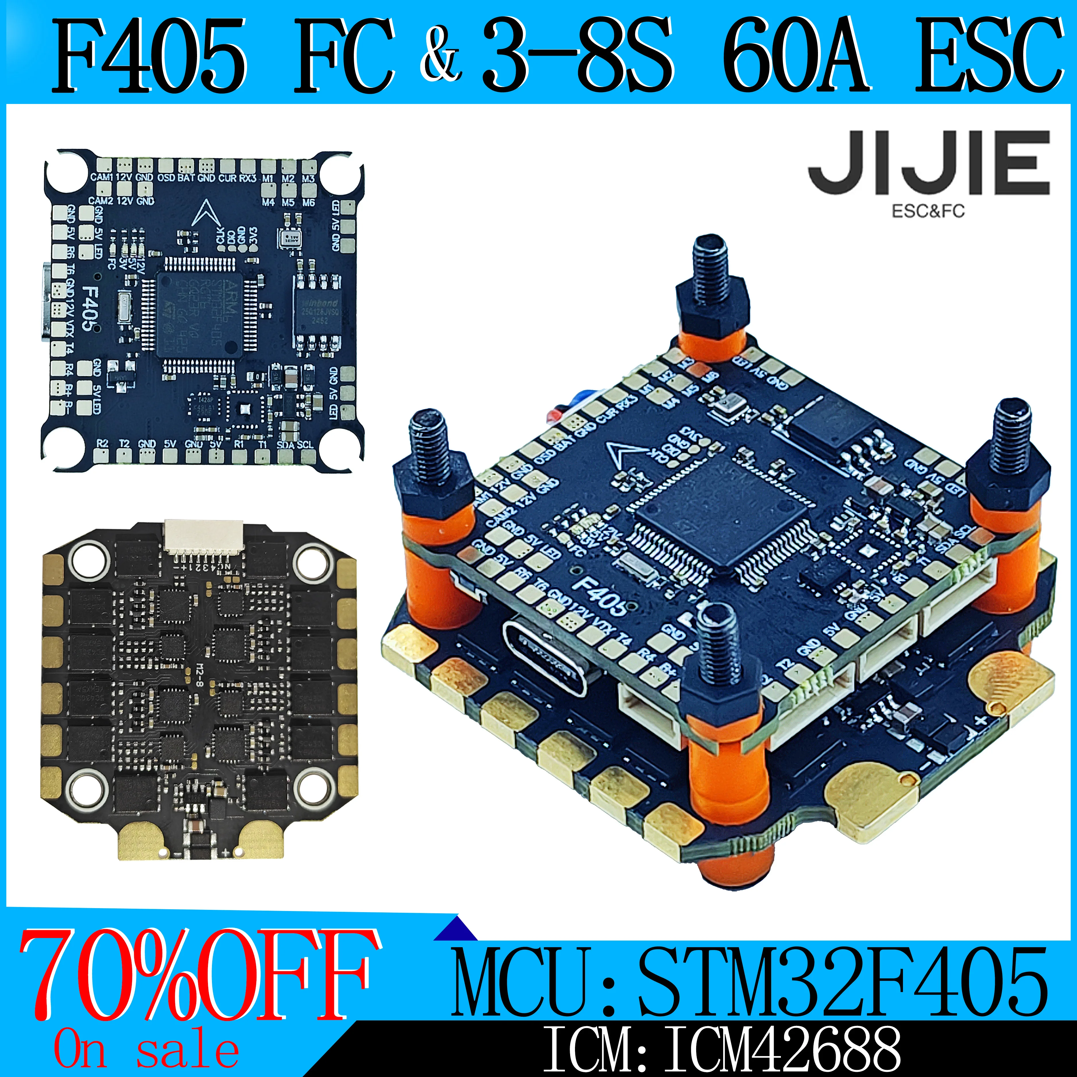 JIJIE F4 F405 FC Speedy Drone Flight controller Stack 3-8S 60A BULEjay 4in1 Brushless ESC For RC FPV Racing Freestyle Drone DIY
JIJIE F4 F405 FC Speedy Drone Flight controller Stack 3-8S 60A BULEjay 4in1 Brushless ESC For RC FPV Racing Freestyle Drone DIY