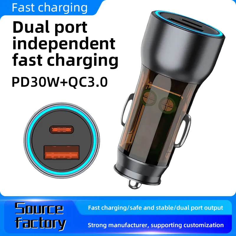 30W metal car charger fast dual-port charging adapter equipped with Type C and USB A interfaces suitable for cars trucks SUV
30W metal car charger fast dual-port charging adapter equipped with Type C and USB A interfaces suitable for cars trucks SUV