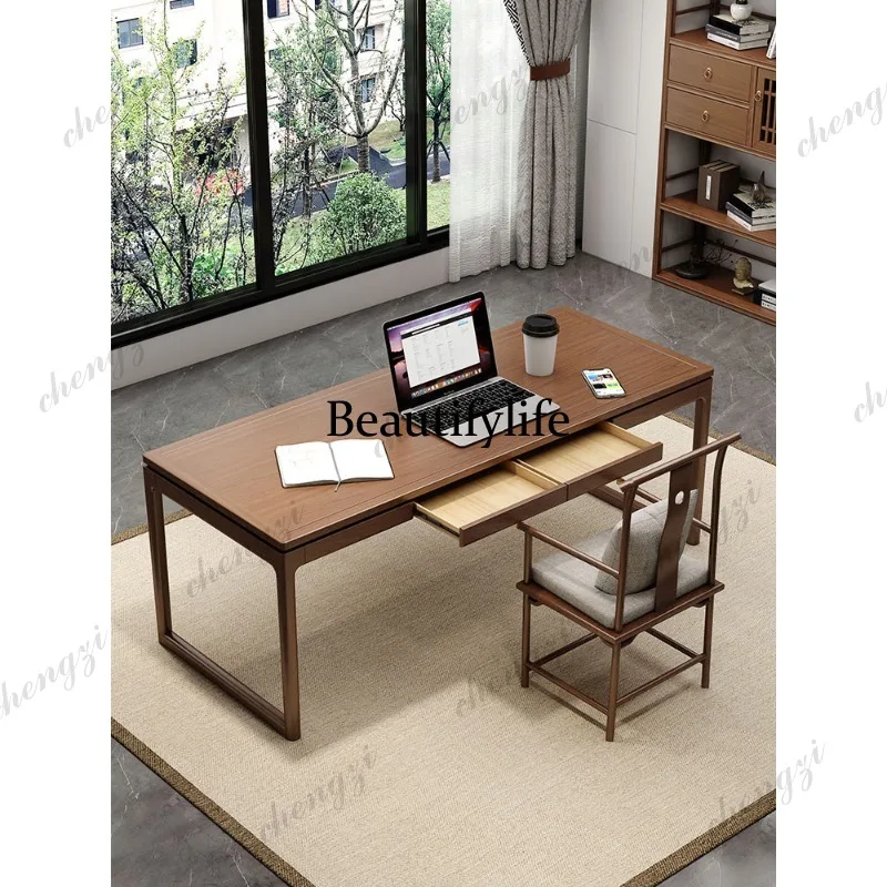 New Chinese solid wood desk calligraphy table household study writing painting table workbench
New Chinese solid wood desk calligraphy table household study writing painting table workbench