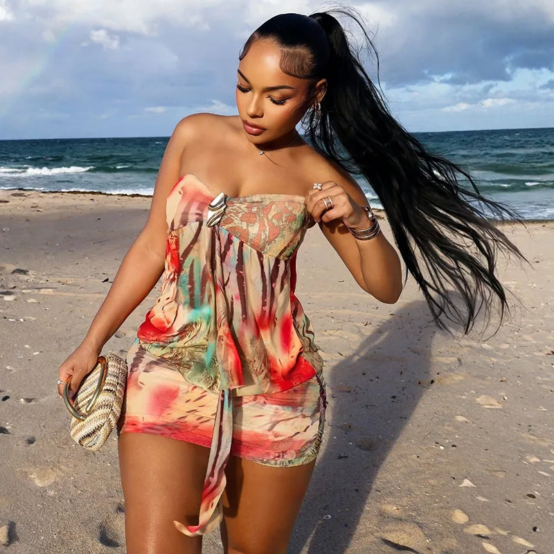 Printed Strapless Sexy Dress Beach Wear Dresses 2026 Women Summer Clothes Luxury Sexy Bodycon Mini Party Club Pleated Dress
Printed Strapless Sexy Dress Beach Wear Dresses 2026 Women Summer Clothes Luxury Sexy Bodycon Mini Party Club Pleated Dress