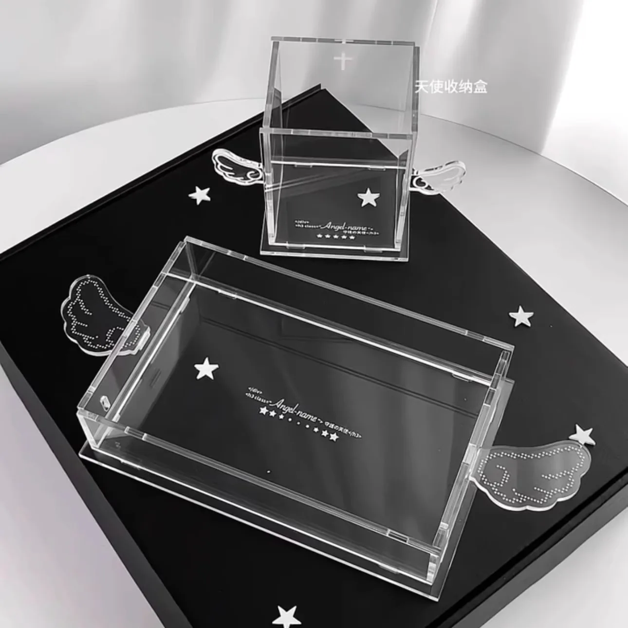 Cute Angel Wing Acrylic Organizer Box Clear Display Case for Desk, Kawaii Anime Collections, Badges, Sticker, Stationery Storage
Cute Angel Wing Acrylic Organizer Box Clear Display Case for Desk, Kawaii Anime Collections, Badges, Sticker, Stationery Storage