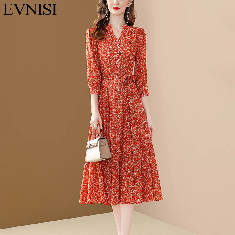 EVNISI Women Red Elegant Chiffon Dress V-Neck Lace Up Bow Party A-line Dresses Spring Single Breasted For Women Office Vestido
EVNISI Women Red Elegant Chiffon Dress V-Neck Lace Up Bow Party A-line Dresses Spring Single Breasted For Women Office Vestido