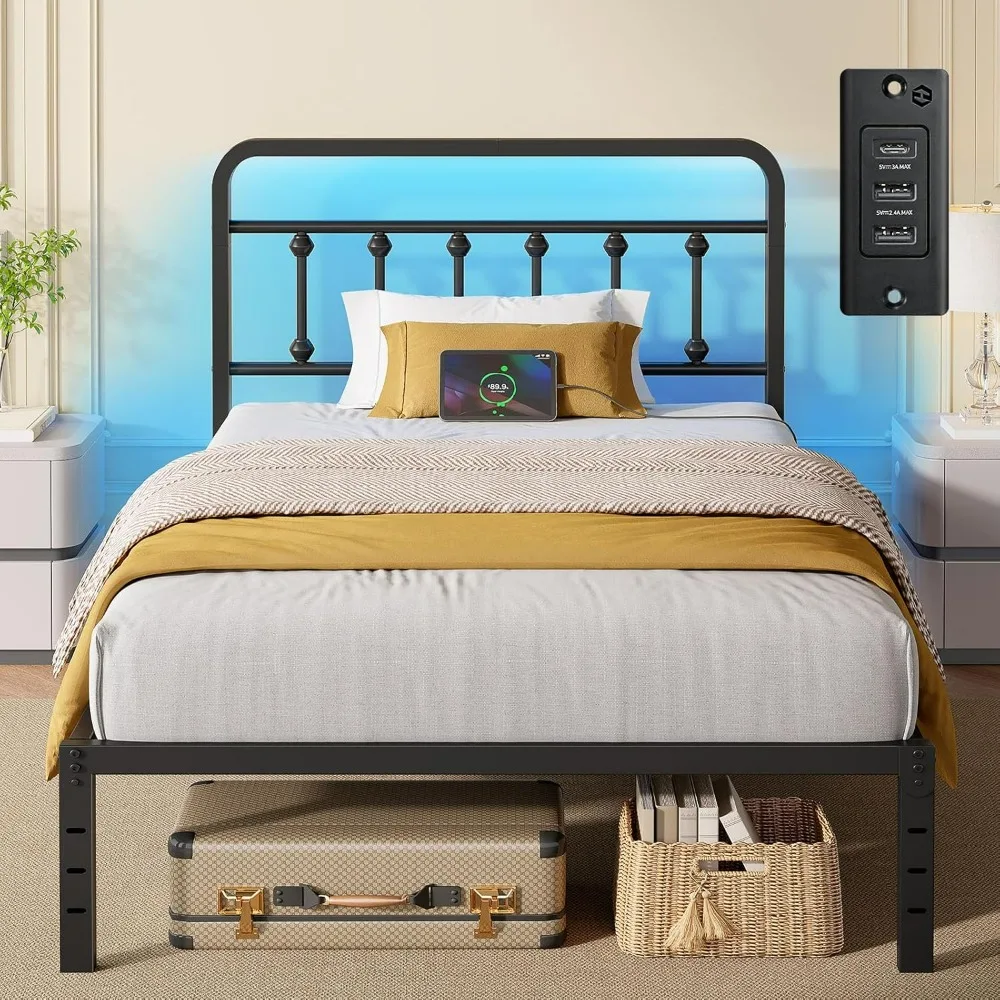 Rolanstar Twin Bed Frame 14 Inch Metal Platform - Charging Station LED Lights Under Bed Storage Heavy Duty Black
Rolanstar Twin Bed Frame 14 Inch Metal Platform - Charging Station LED Lights Under Bed Storage Heavy Duty Black