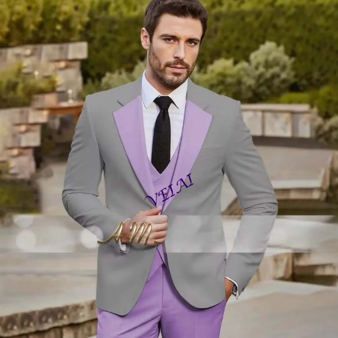 Premium Men's Suit Prom Tuxedo Contrast Violet Jacket Vest Pants Tailored Modern Fit For Wedding Party Formal Evening Customized
Premium Men's Suit Prom Tuxedo Contrast Violet Jacket Vest Pants Tailored Modern Fit For Wedding Party Formal Evening Customized