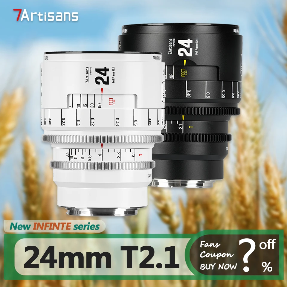 7artisans 24mm T2.1 Large Aperture Full Frame Prime Cine Lens for Camera Studio Photography with Canon EF PL-mount
7artisans 24mm T2.1 Large Aperture Full Frame Prime Cine Lens for Camera Studio Photography with Canon EF PL-mount