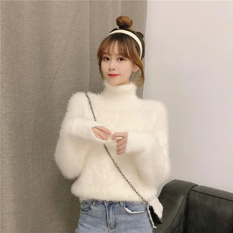 Women White Pullover Sweater Autumn Winter Fashion Turtleneck Mink Velvet Cashmere Knitted Tops Female Long Sleeve Jumper Q718
Women White Pullover Sweater Autumn Winter Fashion Turtleneck Mink Velvet Cashmere Knitted Tops Female Long Sleeve Jumper Q718