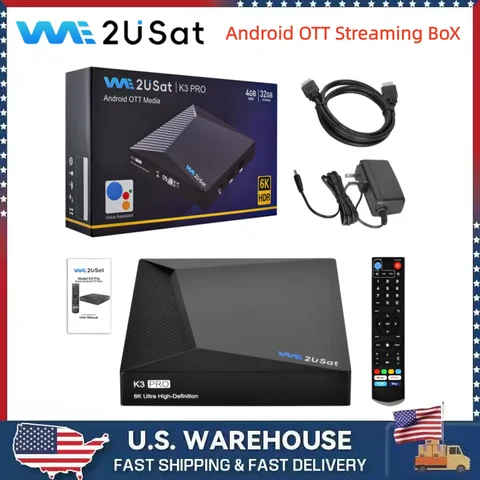We2uSat K3 Pro 6K HDR Android Q (10.0) TV Box H.264/H.265 10bit Build in WiFi-6 2.4GHz/5GHz+BT 5.0,4GB+32GB STB Suit for the US