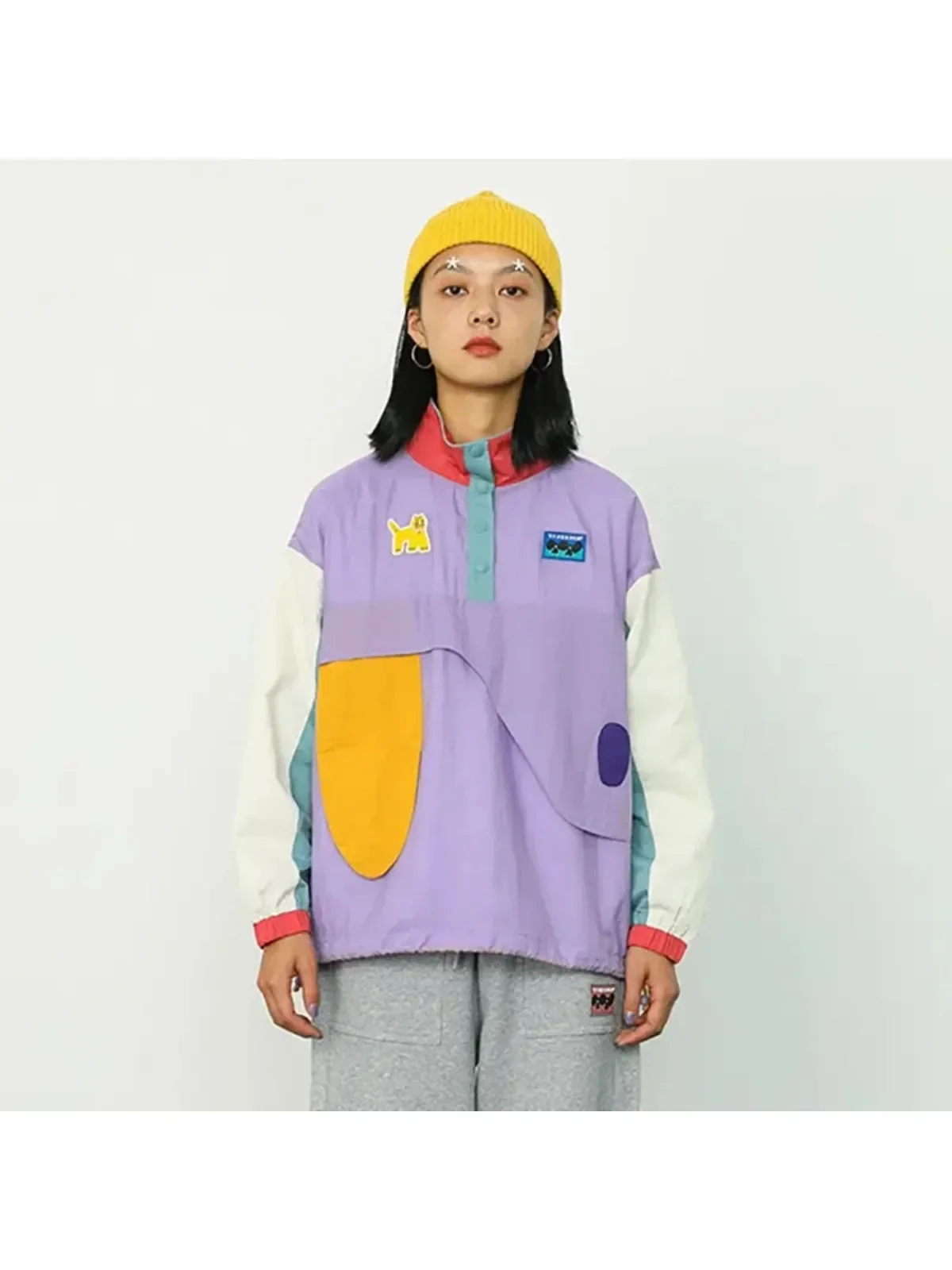 Women's Purple Jacket Coats Winter Fall Original Chic Design Color Block Stand Collar Cartoon Velvet Liner Warm Coat Outwear
Women's Purple Jacket Coats Winter Fall Original Chic Design Color Block Stand Collar Cartoon Velvet Liner Warm Coat Outwear