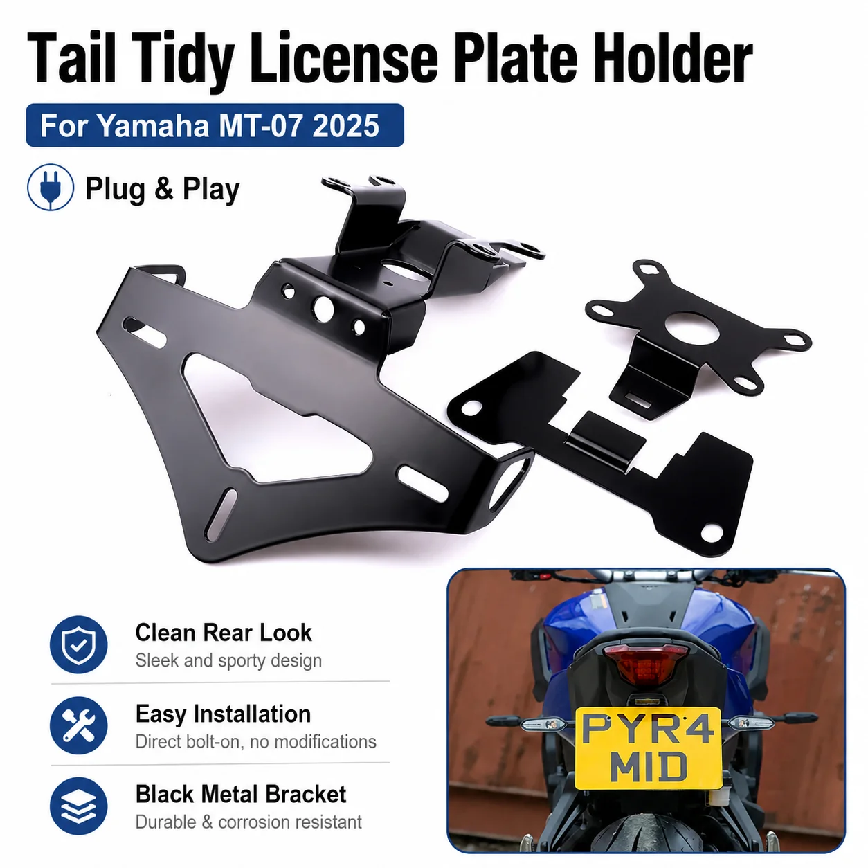 Motorcycle Tail Tidy Fender Eliminator License Plate Holder Plug And Play Compatible With Yamaha MT-07 MT07 2025
Motorcycle Tail Tidy Fender Eliminator License Plate Holder Plug And Play Compatible With Yamaha MT-07 MT07 2025