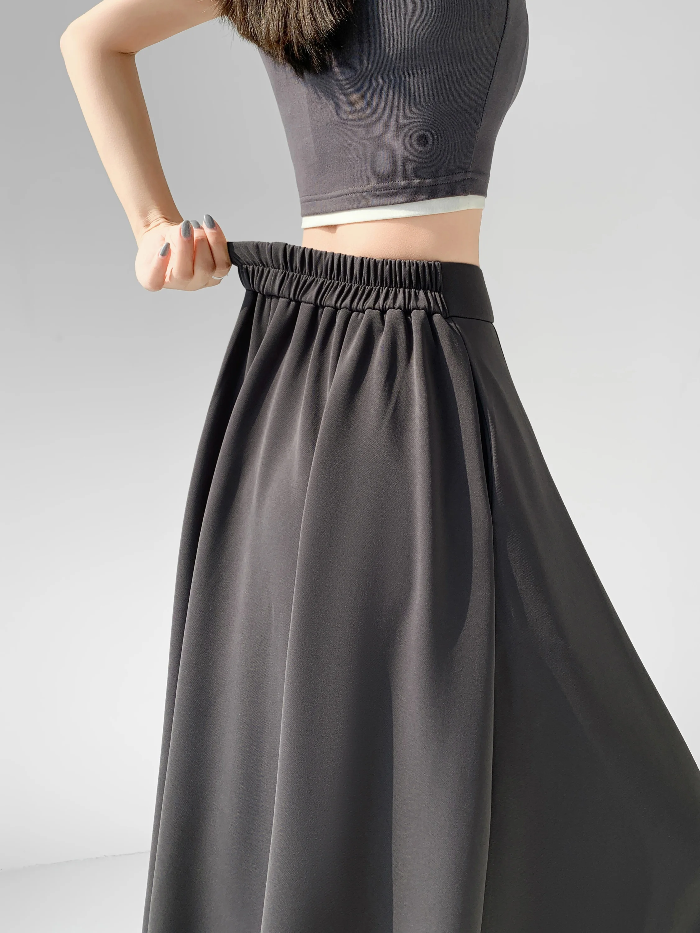 Gray Suit Skirt Half-length Women's Summer Elastic Waist High-End Drape Long A-line Umbrella Skirt Commute Korean Style
Gray Suit Skirt Half-length Women's Summer Elastic Waist High-End Drape Long A-line Umbrella Skirt Commute Korean Style