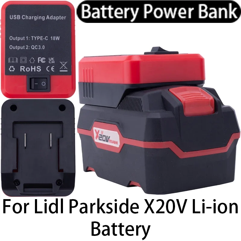 Mobile Power Bank For Lidl Parkside X20V Li-ion Battery With USB/Type-C Adapter Dual Fast Charging Interface Power Bank
Mobile Power Bank For Lidl Parkside X20V Li-ion Battery With USB/Type-C Adapter Dual Fast Charging Interface Power Bank
