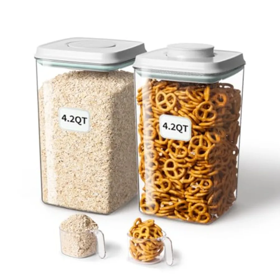 Airtight Food Storage Container with Lid and 130ml Scoop, 4L/4.2qt *2 BPA-Free Cereal, Rice, Flour, Pasta and Snack Container,
Airtight Food Storage Container with Lid and 130ml Scoop, 4L/4.2qt *2 BPA-Free Cereal, Rice, Flour, Pasta and Snack Container,