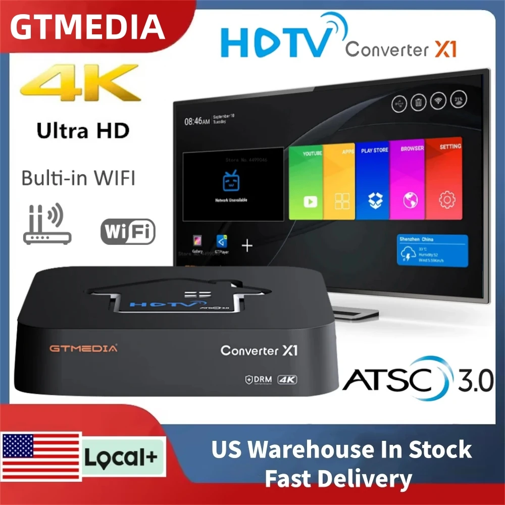 GTMEDIA HDTV Converter X1 4K HDR ATSC 3.0 TV BOX Decoder Support DVR Recording With Dual Band Wifi And Dolby Audio Best for US
GTMEDIA HDTV Converter X1 4K HDR ATSC 3.0 TV BOX Decoder Support DVR Recording With Dual Band Wifi And Dolby Audio Best for US