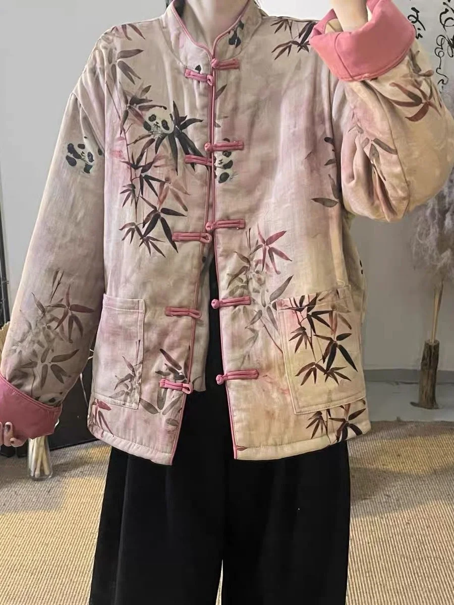 New Chinese Style Bamboo Ink Printed Thickened Cotton Jacket Women's Winter Coat with Cotton Sandwich Warmth Retention
New Chinese Style Bamboo Ink Printed Thickened Cotton Jacket Women's Winter Coat with Cotton Sandwich Warmth Retention