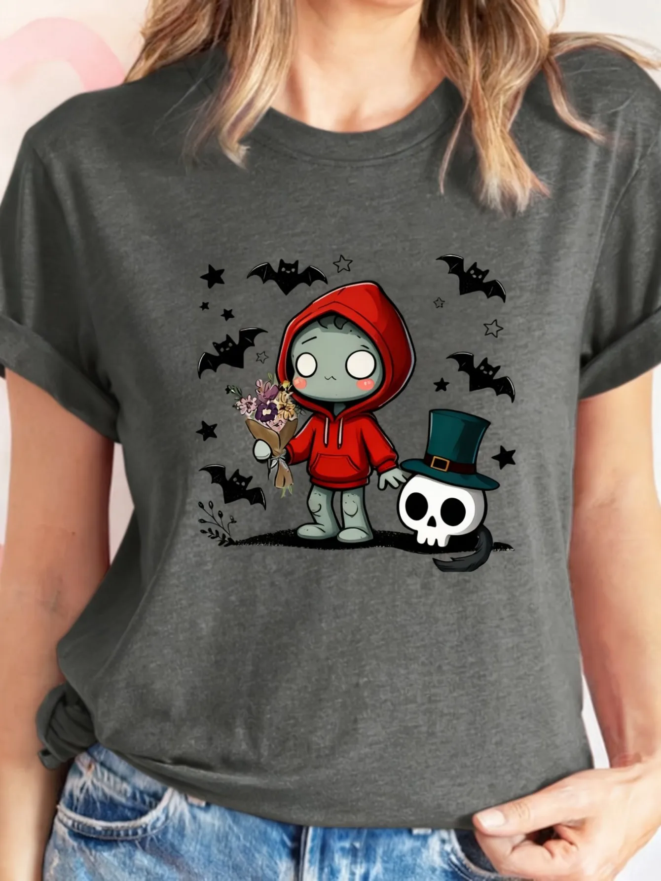 Plus size women's short sleeve T-shirt Zombie In Red Hood With Skull Comfortable soft fabric summer outfit women's clothing
Plus size women's short sleeve T-shirt Zombie In Red Hood With Skull Comfortable soft fabric summer outfit women's clothing