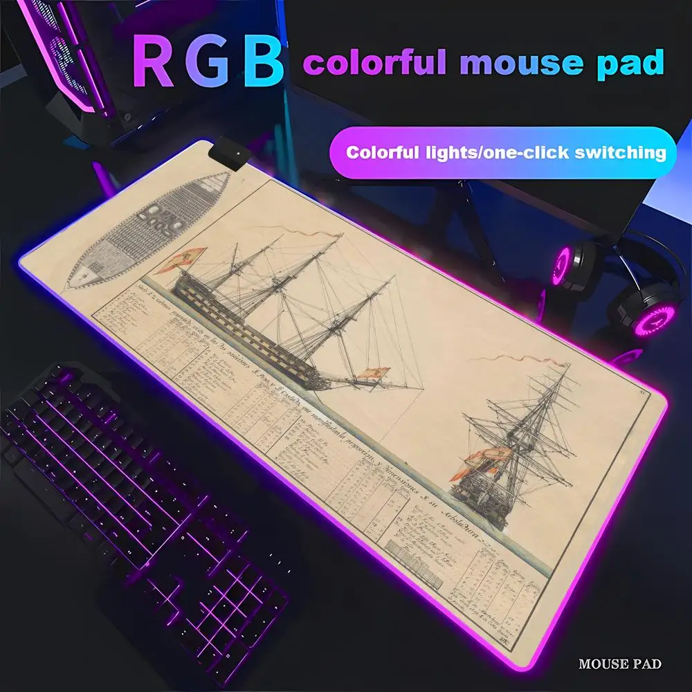 HYBXAXC Gaming Mouse Pad Non-Slip Rubber Base Office Desk Mat Vintage Ship Print RGB Gaming Mouse Pad HD Gamer Large LED Light
HYBXAXC Gaming Mouse Pad Non-Slip Rubber Base Office Desk Mat Vintage Ship Print RGB Gaming Mouse Pad HD Gamer Large LED Light