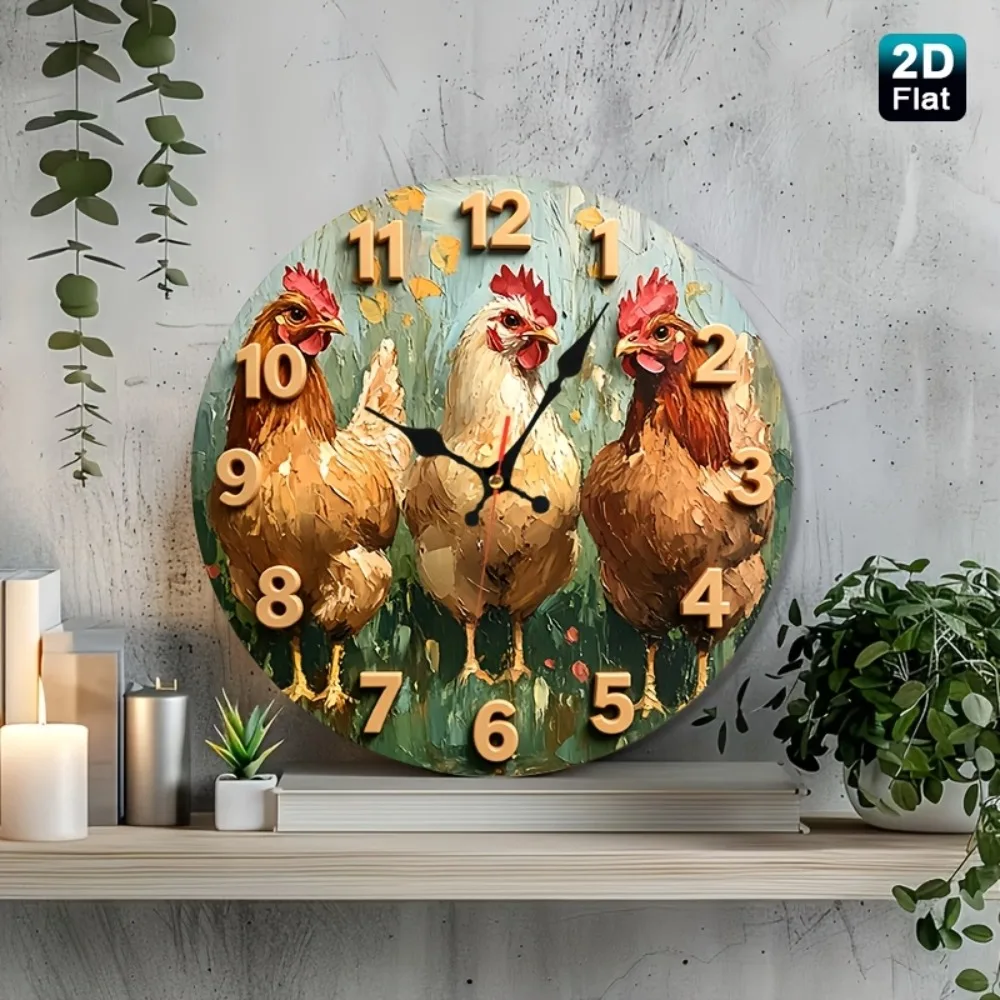 2D Flat 1pc Three Hens Impast Nursery Wall Clock - 12 Inch Silent Non-Ticking, Perfect for Kitchen, Classroom, Office, Home, Sch
2D Flat 1pc Three Hens Impast Nursery Wall Clock - 12 Inch Silent Non-Ticking, Perfect for Kitchen, Classroom, Office, Home, Sch