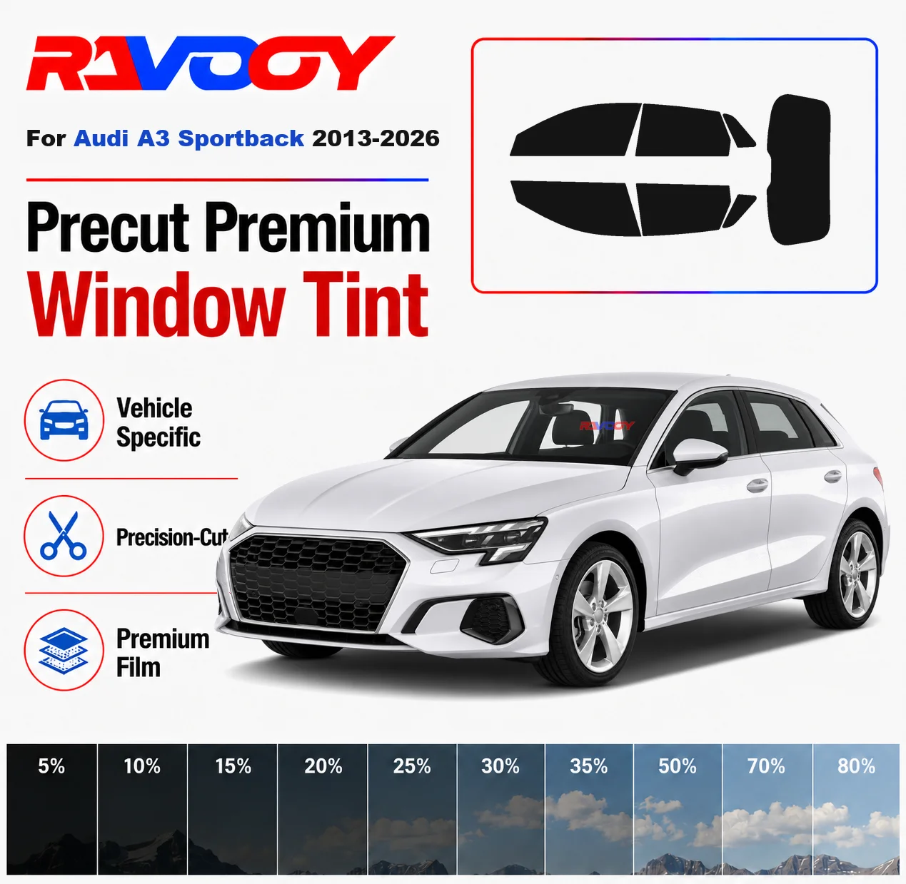 Premium Precut Window Tint Kit Front Rear Windows Rear Windshield For Audi A3 Sportback 2013-2026 Complete Set Nano Ceramic Film
Premium Precut Window Tint Kit Front Rear Windows Rear Windshield For Audi A3 Sportback 2013-2026 Complete Set Nano Ceramic Film