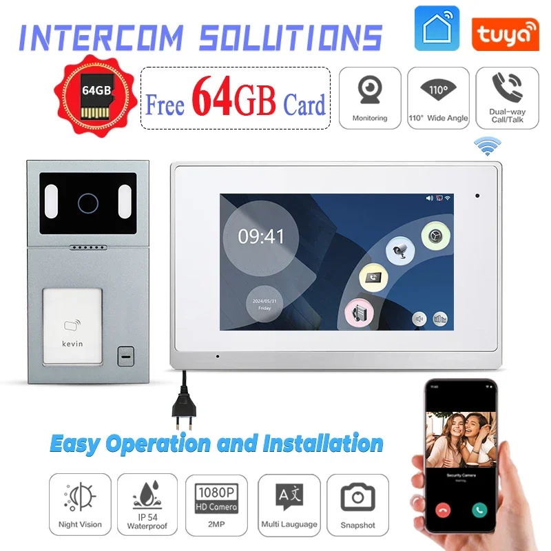 TUYA 7 Inch WiFi Video Intercom TUYA Smart Home APP Wired IP Video Door Phone RFID Access Control System for Villa Apartment
TUYA 7 Inch WiFi Video Intercom TUYA Smart Home APP Wired IP Video Door Phone RFID Access Control System for Villa Apartment