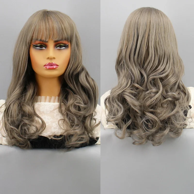 Европейский и американский стиль: парик для женщин с челкой, длинные вьющиеся волосы, синтетическое высокотемпературное волокно, серый, новый стиль
Европейский и американский стиль: парик для женщин с челкой, длинные вьющиеся волосы, синтетическое высокотемпературное волокно, серый, новый стиль