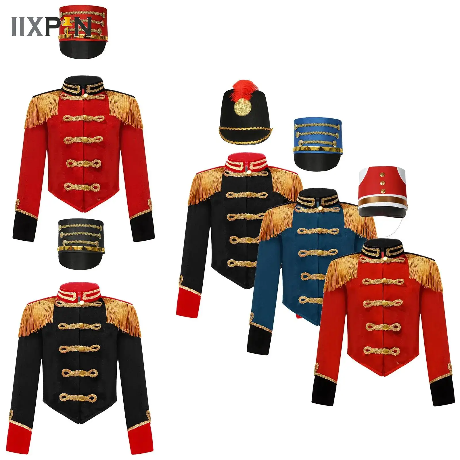 Boys Girls Halloween Nutcrackers Costume Set Drum Trumpet Team Tassel Jacket Coat Hat for Drummer Performance Circus Ringmaster
Boys Girls Halloween Nutcrackers Costume Set Drum Trumpet Team Tassel Jacket Coat Hat for Drummer Performance Circus Ringmaster