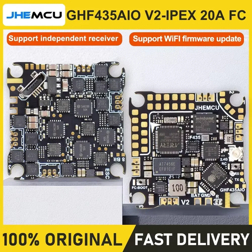 JHEMCU GHF435AIO V2 Flight Controller 2-4S 20A Built-in ELRS 2.4G Receiver OSD Baro Blackbox IPEX-1 For FPV Freestyle RC Drone
JHEMCU GHF435AIO V2 Flight Controller 2-4S 20A Built-in ELRS 2.4G Receiver OSD Baro Blackbox IPEX-1 For FPV Freestyle RC Drone
