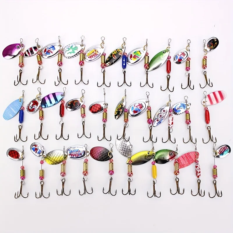 30pcs Spinners Fishing Lure, Mixed Color/Size/Weight Metal Spoon Lures, Rotating Hard Bait Set, Fishing Tackle For Bass
30pcs Spinners Fishing Lure, Mixed Color/Size/Weight Metal Spoon Lures, Rotating Hard Bait Set, Fishing Tackle For Bass
