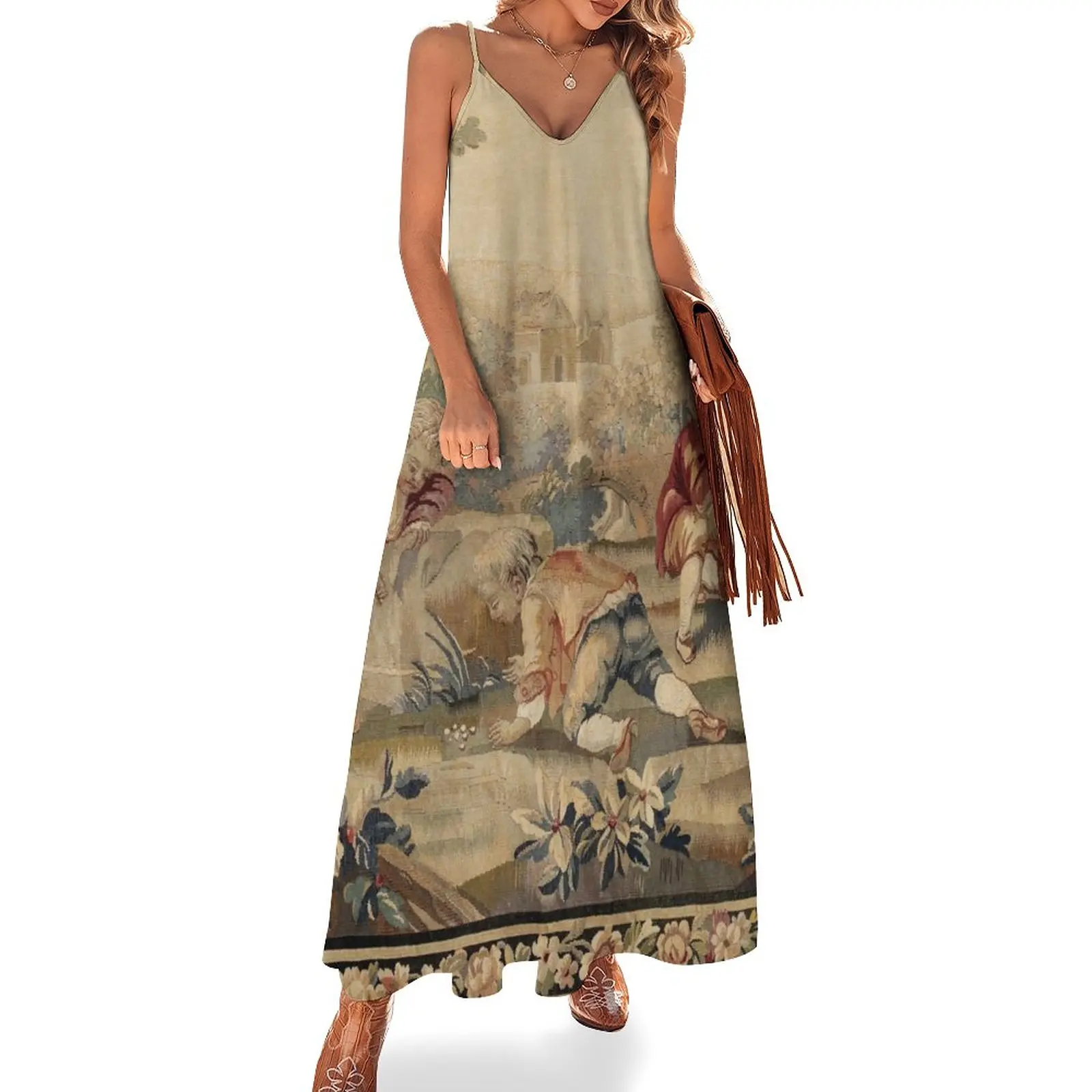 Aubusson Antique French Tapestry Print Sleeveless Dress Summer skirt cute dress
Aubusson Antique French Tapestry Print Sleeveless Dress Summer skirt cute dress