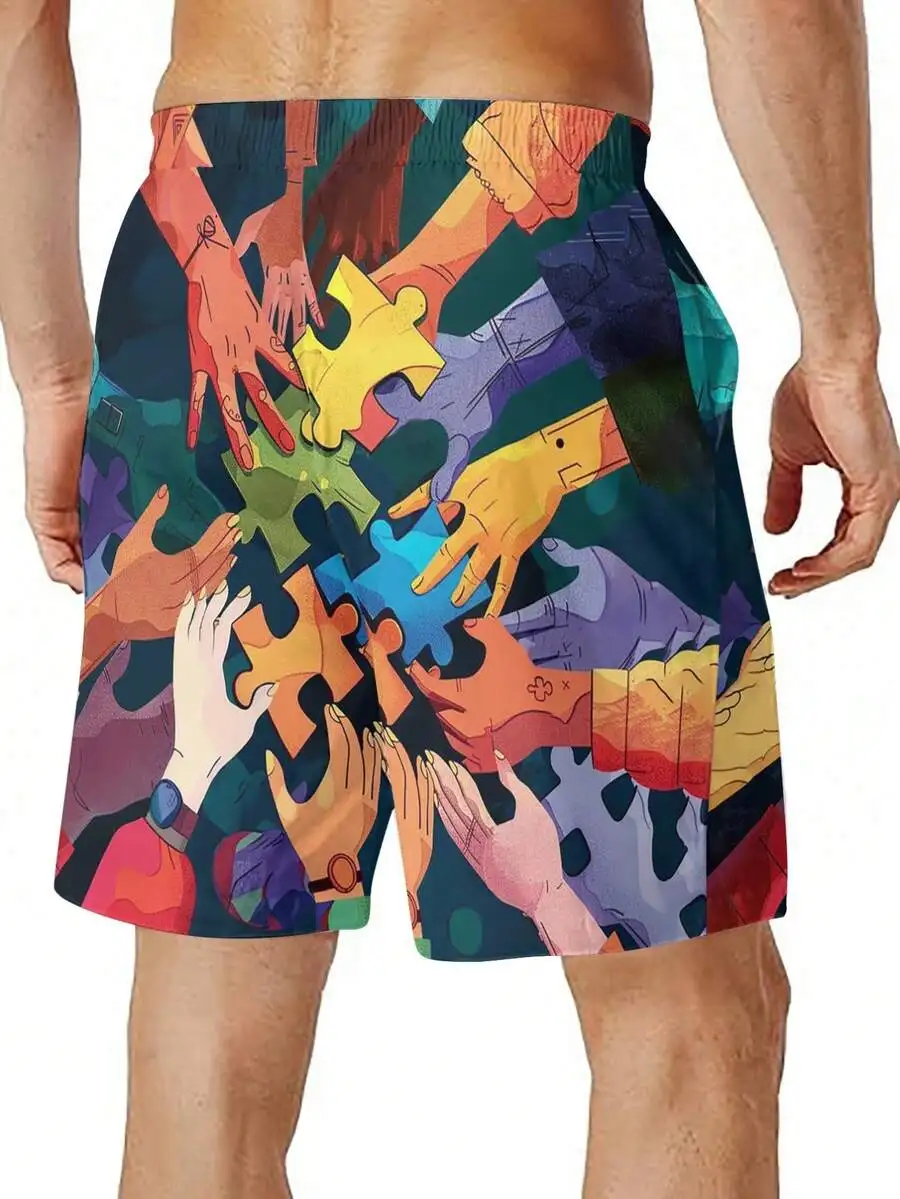 Mens Summer Athletic Shorts With Jigsaw Puzzle Hand Print Design Lightweight Breathable Polyester
Mens Summer Athletic Shorts With Jigsaw Puzzle Hand Print Design Lightweight Breathable Polyester