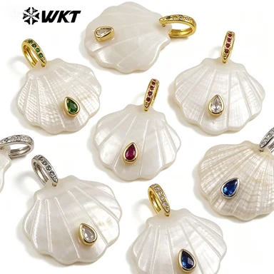 WT-JP478 Lovely And Vivid Fans Shape White Shell Smooth Fine Pendants With Drop Colored Zircon Paved Charms Findings
WT-JP478 Lovely And Vivid Fans Shape White Shell Smooth Fine Pendants With Drop Colored Zircon Paved Charms Findings