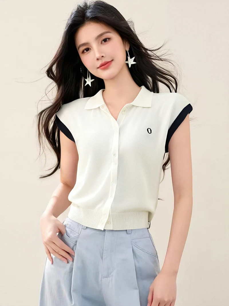 Fashion Women 2025 Summer POLO Neck Short-sleeved Knitted Shirt Blouse Cropped Tops Streetwear
Fashion Women 2025 Summer POLO Neck Short-sleeved Knitted Shirt Blouse Cropped Tops Streetwear