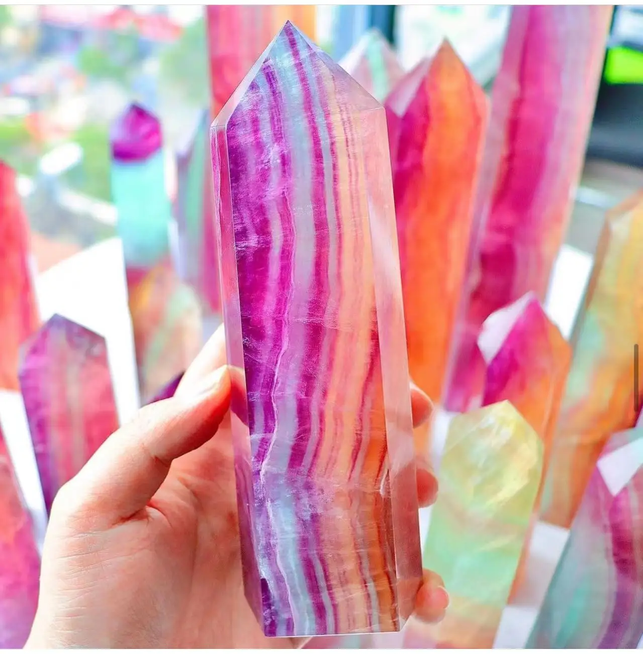 Natural Candy Fluorite Crystal, Colorful Striped Rainbow Quartz, Crystal Wand, Reiki Points, Healing Home Decoration
Natural Candy Fluorite Crystal, Colorful Striped Rainbow Quartz, Crystal Wand, Reiki Points, Healing Home Decoration