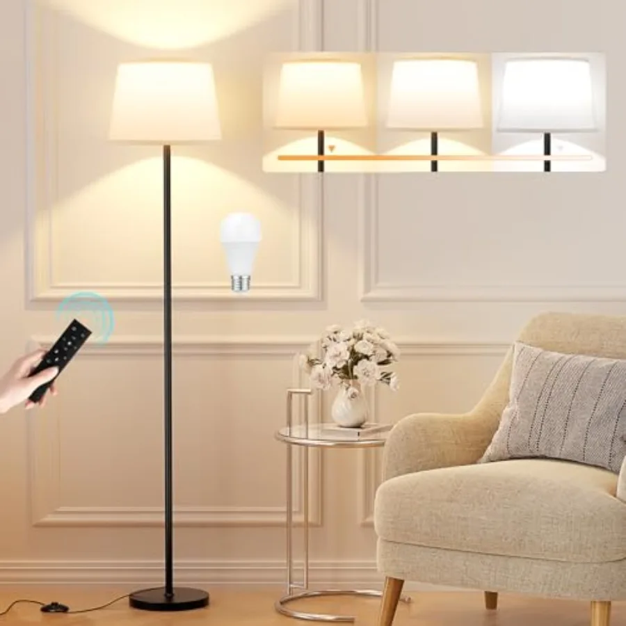 Modern Floor Lamp with Adjustable Brightness Remote Control Black LED Bulbs Feet Switch Easy Assembly
Modern Floor Lamp with Adjustable Brightness Remote Control Black LED Bulbs Feet Switch Easy Assembly