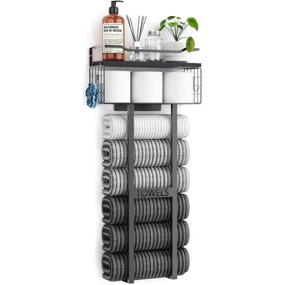 Large Towel Racks for Bathroom - Towel Holder, Wall Mounted Metal Rack, Floating Shelf with Wood Plank, Towel Storage for Bathro
Large Towel Racks for Bathroom - Towel Holder, Wall Mounted Metal Rack, Floating Shelf with Wood Plank, Towel Storage for Bathro