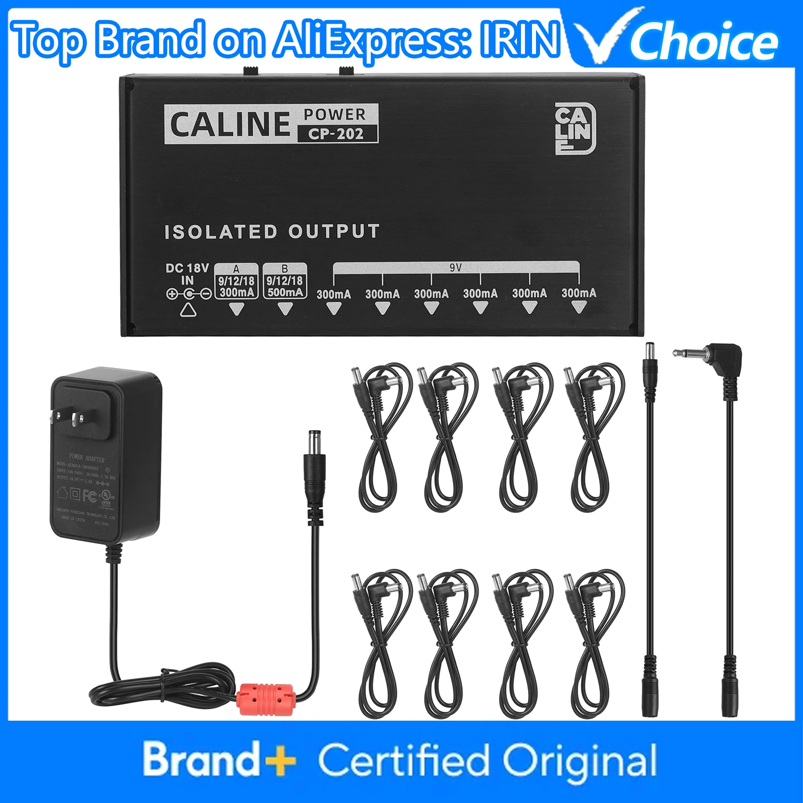 Caline CP-202: Настоящий изолированный блок питания 36 Вт, 8 выходов для гитарных эффектов 9В/12В/15В/18В, с адаптером и 10 кабелями
Caline CP-202: Настоящий изолированный блок питания 36 Вт, 8 выходов для гитарных эффектов 9В/12В/15В/18В, с адаптером и 10 кабелями