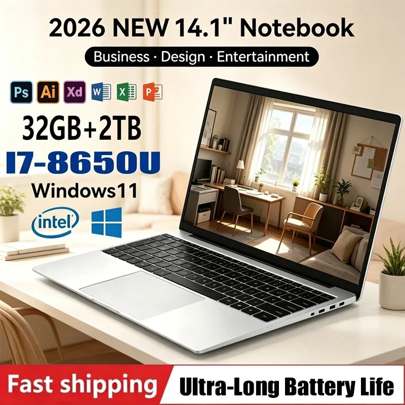 2026 HOT Ultra Slim 14.1" Laptop 32GB 2TB Windows 11 Intel Core I7 8650U Gaming Computer PC Gamer Office Notebook 1920*1080 HD
2026 HOT Ultra Slim 14.1" Laptop 32GB 2TB Windows 11 Intel Core I7 8650U Gaming Computer PC Gamer Office Notebook 1920*1080 HD