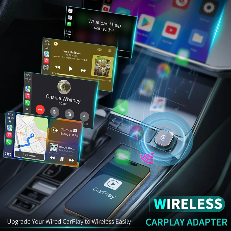 2 in 1 Wireless CarPlay Adapter Android Auto Wired to Wireless AI Smart Box for All Cars Plug & Play Car Intelligent Systems