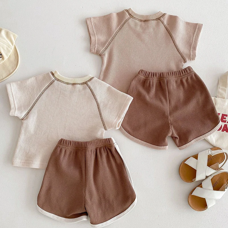 Summer Toddler Baby Pure Cotton Clothes Boys Girls Sweet Short Sleeved Clothing Set Children's Waffle Top+shorts Suit Set
Summer Toddler Baby Pure Cotton Clothes Boys Girls Sweet Short Sleeved Clothing Set Children's Waffle Top+shorts Suit Set