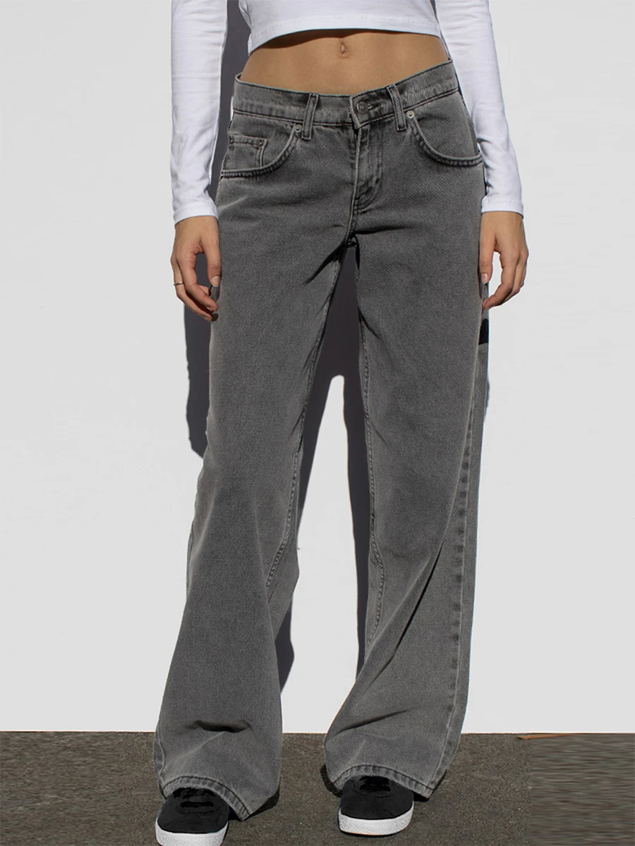 Women s Spring Summer Denim Pants Low Waist Straight Leg Trousers with Multi Pockets
Women s Spring Summer Denim Pants Low Waist Straight Leg Trousers with Multi Pockets