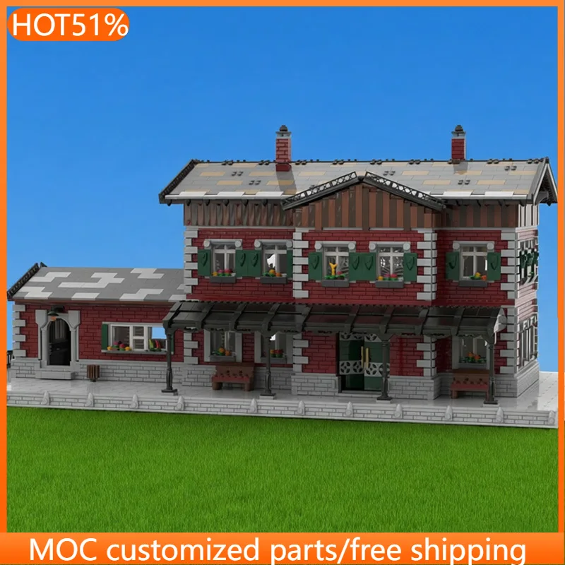 7500 PCS Modular Building Train Station MOC Customize Modular Building Block Creative Design Educational DIY Assembly Toy Gift