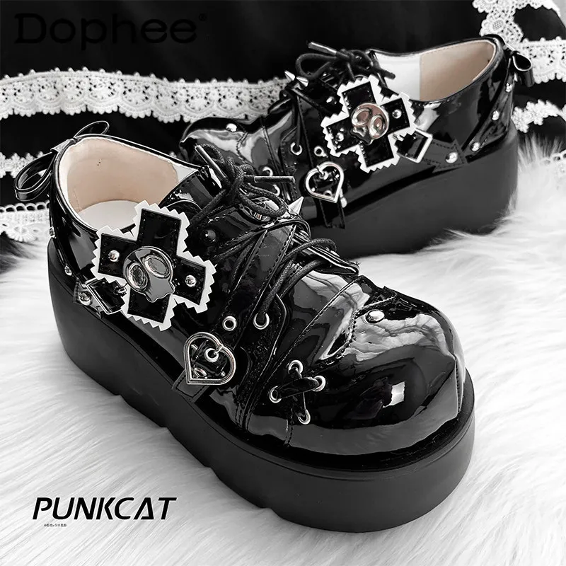 Original Subculture Punk Black Platform Shoes Spring Sweet Cool Y2k Student Muffin Shoes Women's Leather Shoes High Heel Pumps
Original Subculture Punk Black Platform Shoes Spring Sweet Cool Y2k Student Muffin Shoes Women's Leather Shoes High Heel Pumps