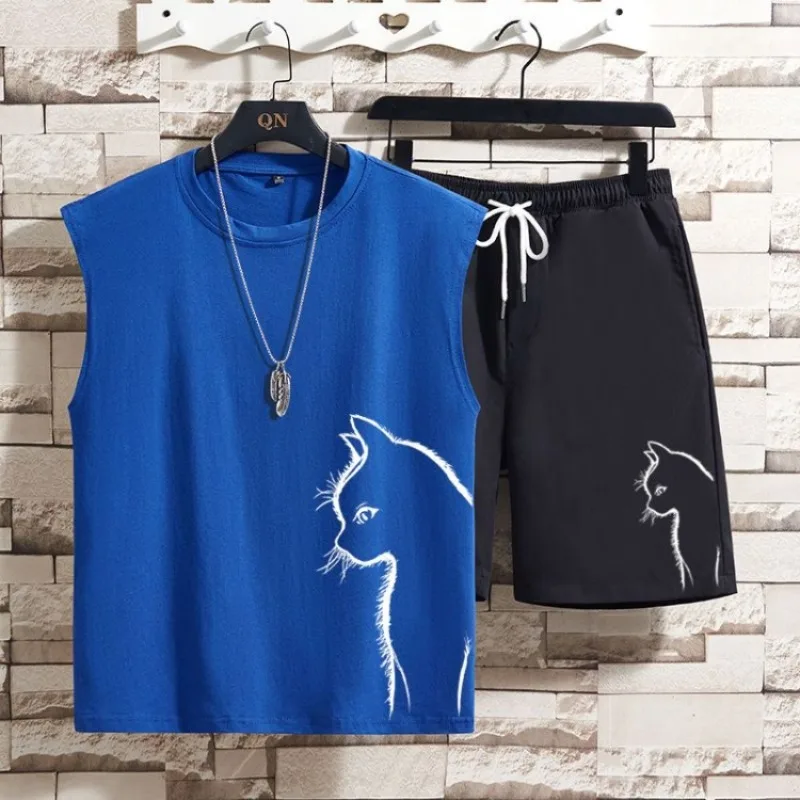 Men Cute Cat Sleeveless Tank Top Set Unisex Plus Size Summer Casual Shorts Two Piece Outfit
Men Cute Cat Sleeveless Tank Top Set Unisex Plus Size Summer Casual Shorts Two Piece Outfit