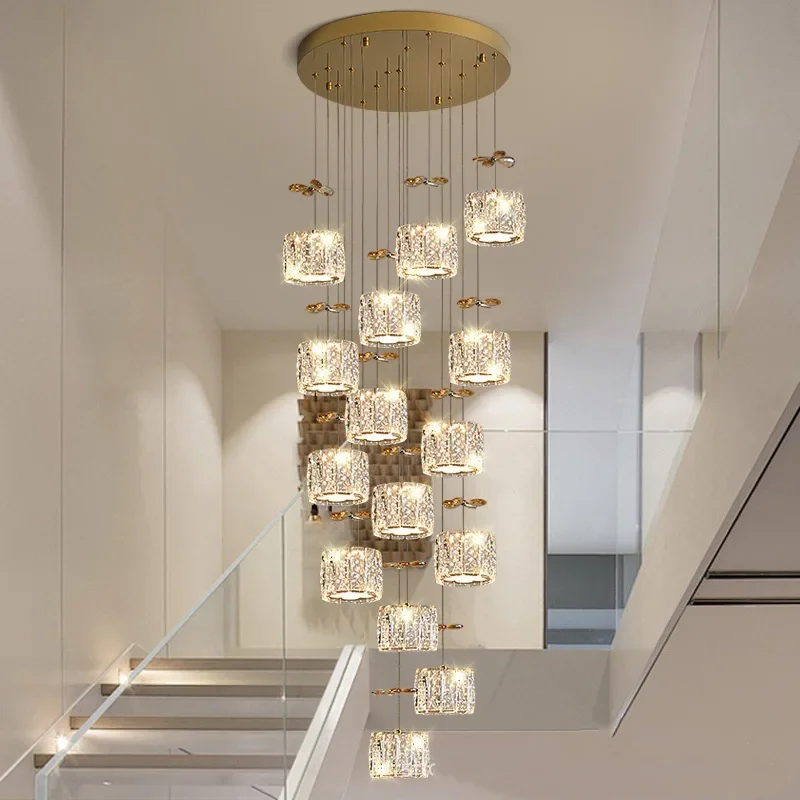 Duplex stairwell crystal long chandelier light luxury modern simple villa apartment living room hollow creative new lamp
Duplex stairwell crystal long chandelier light luxury modern simple villa apartment living room hollow creative new lamp