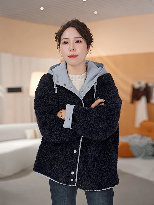 Ladies Thiened Lamb Fur Jaet Hooded Casual Sle Autumn Winter Warm Top Color Blo Design Regular Sve Length Polyester
Ladies Thiened Lamb Fur Jaet Hooded Casual Sle Autumn Winter Warm Top Color Blo Design Regular Sve Length Polyester